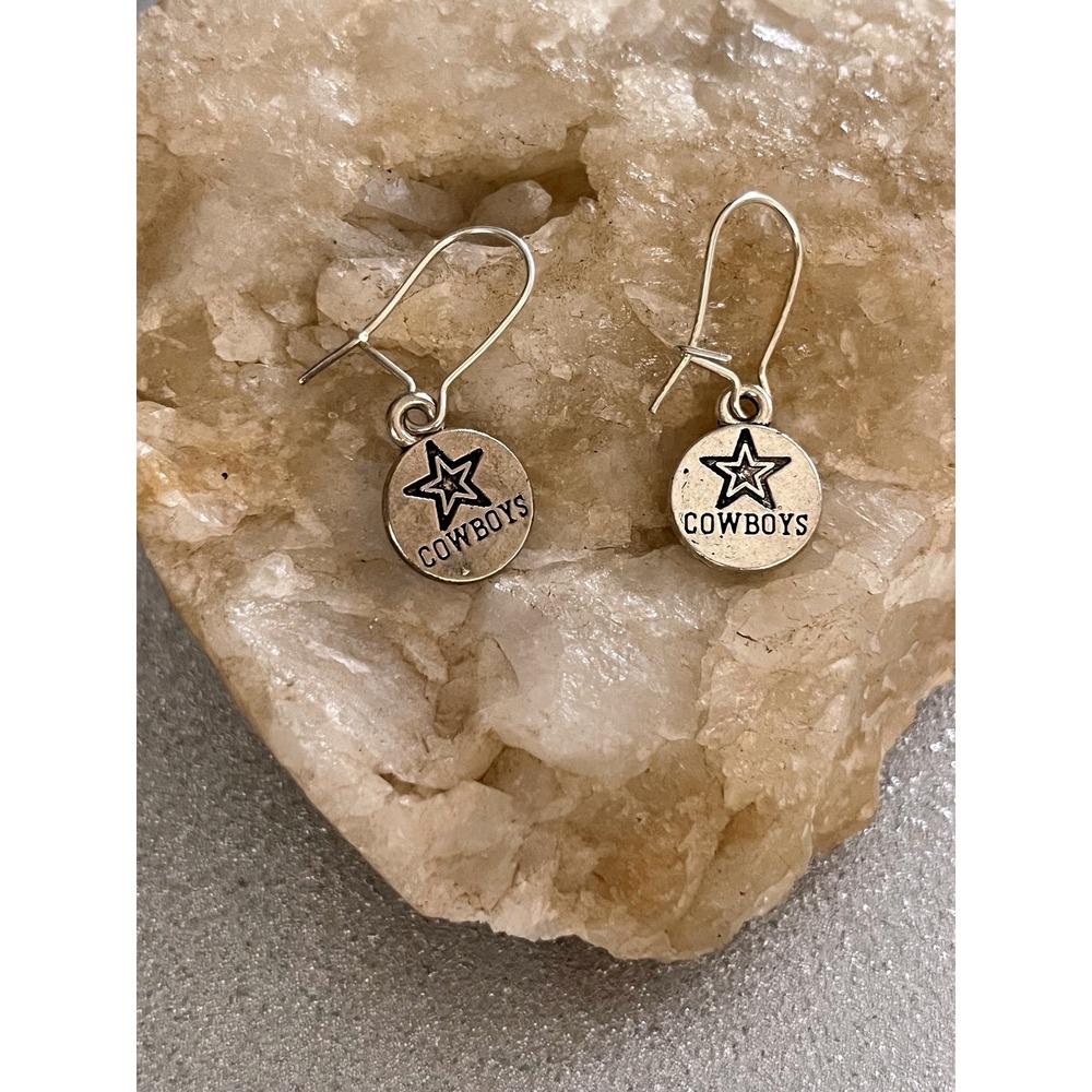 Sterling Silver Dallas Cowboys NFL Football Team Texas Star Stamped Earrings-New